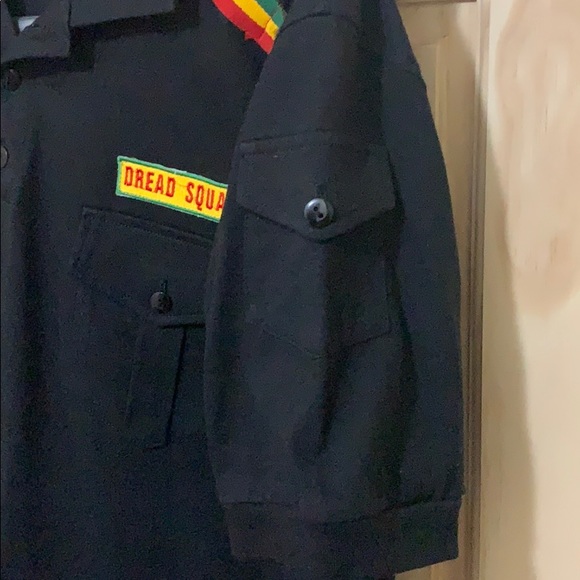 Dub Wise Rasta Cut and sew black polo shirt M - Picture 7 of 10